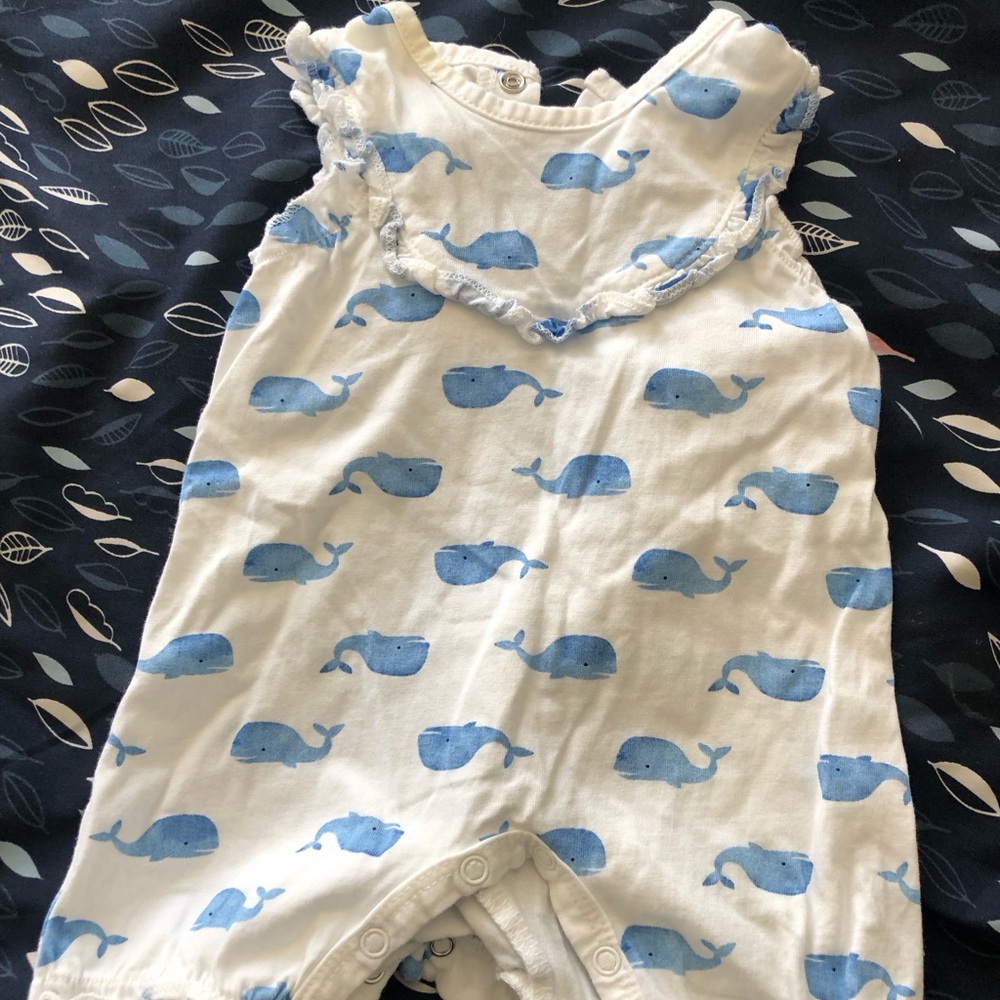 Starting Out NB frilly whale onesie